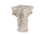 Aged White Stone Column Style Ceramic Outdoor Table 22 1 2 Inches Tall