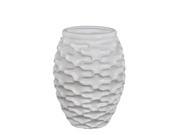 19 Inch Tall Baffle Design White Ceramic Vase