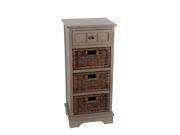 French Grey 1 Drawer 3 Basket Shelf Accent Table 36 Inches Tall