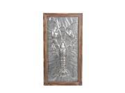 Wood Framed Punched Metal Lobster Wall Hanging 33 Inches Tall