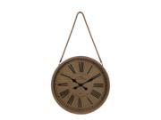 Rope Accented Wooden Hanging Wall Clock 25 Inch Diameter