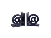 Pair of Glossy Blue Wooden @ Symbol Bookends 9 Inches Tall