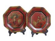 Pair of 11 Inch Diameter Ceramic Parrot Decorative Plates