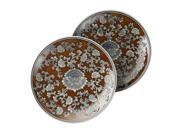 14 Inch Tall Brown And Grey Floral Plate Pair