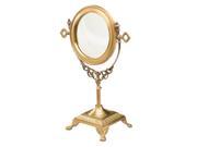 16 Inch Tall Round Brass Table Mirror