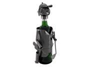 Golfer Holding Golf Clubs Metal Art Wine Bottle Display