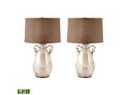 Lamp Works Terra Cotta Twisted Handle Table Lamp In Cream LED