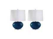 Lamp Works Blown Glass Oval Table Lamp In Royal Blue Set of 2 Incandescent