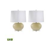 Lamp Works Blown Glass Oval Table Lamp In Cream Set of 2 LED