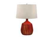 Lamp Works Terra Cotta Ribbed Table Lamp In Tomato Red Incandescent