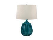 Lamp Works Terra Cotta Ribbed Table Lamp In Sky Blue Incandescent