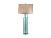 Lamp Works Recycled Glass Cylinder Table Lamp In Blue Incandescent