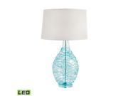 Lamp Works Glass Clear Urn Table Lamp With Hand Applied Blue Coils LED