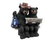 So Happy Together Black Bear Couple Solar Welcome Statue So Happy Together Black Bear Couple Solar Welcome Statue