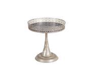 UPC 805572884993 product image for 12 1/2 Inch Diameter Silver Finished Metal Footed Tray 13 Inches Tall | upcitemdb.com