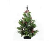 36 Mixed Cedar Pine Cones and Berries Artificial Christmas Entryway Tree Unlit