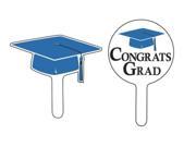 Club Pack of 288 Blue Mortar Board Cap Hat Congrats Grad Graduation Party Cupcake Dessert Topper Picks