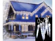 Set of 8 LED Clear White Dripping Icicle Shape Christmas Lights White Wire