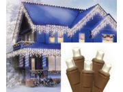 Set of 70 Warm White LED Wide Angle Icicle Christmas Lights Brown Wire