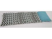 70 Urban Life Black Turquoise and Ivory Chevron Outdoor Patio Furntiure Lounge Chair Cushion