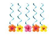 Club Pack of 30 Heavenly Hibiscus Orange Pink and Yellow Flowers Dizzy Dangler Hanging Decorations 8.5