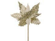 11 Elegant Champagne Velveteen Artificial Christmas Poinsettia Flower Pick