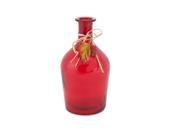 9.5 Red Transparent Glass Decorative Fall Harvest Leaf Vase