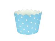 Club Pack of 144 Pastel Blue and White Polka Dot Cupcake Wrapper Baking Cups 2.5