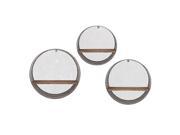 Set of 3 Industrial Style Lattice Patterned Round Wooden Wall Shelves 21.25