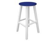 Pack of 2 Recycled Au Courant Outdoor Bar Height Stools White Ocean Blue