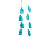 Pack of 6 Hanging Turquoise Glass Bottle From Twine Garland 31 H