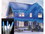 Set of 70 Blue and Pure White LED M5 Icicle Christmas Lights White Wire