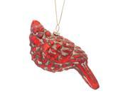 6.5 Country Cabin Vintage Distressed Red Glass Cardinal Hanging in Heart Christmas Ornament