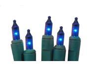 Set of 20 Battery Operated Blue Mini Christmas Lights Green Wire