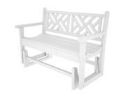 48 Recycled Earth Friendly Chippendale Outdoor Patio Glider Bench White