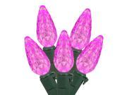 Set of 70 Pink LED C6 Christmas Lights Green Wire