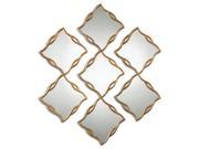 Set of 3 Bovia Diamond Shaped Wall Mirrors with Rounded Antiqued Gold Metal Frames