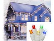 Set of 70 Multi Color LED Icicle Christmas Lights White Wire