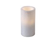 Pack of 6 Ivory Grid Pattern Flameless Wax LED Pillar Candles w Timers 3 x 6