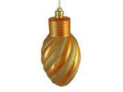 Orange and Gold Glitter Stripe Shatterproof Light Bulb Christmas Ornament 11