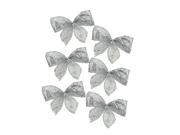 Pack of 6 Sparkling Sheer Silver Glitter Drenched 2 Loop Christmas Bow Decorations 5