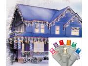 Set of 70 Multi LED Wide Angle Icicle Christmas Lights White Wire
