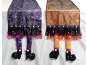 Set of 2 Witch Legs Spiderwebs Halloween Table Runners 74