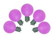 Set of 10 Battery Operated Sugared Purple LED G50 Christmas Lights Green Wire