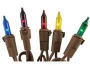 Set of 50 Multi Color Mini Christmas Lights Brown Wire