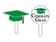 Club Pack of 288 Emerald Green Mortar Board Cap Hat Congrats Grad Graduation Party Cupcake Dessert Topper Picks