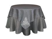 Pack of 2 Silver and White Christmas Tree Square Holiday Tablecloth Table Toppers 54