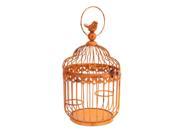 Pack of 2 Elegant Vintage Chic Orange Metal Birdcage Tea Light Candle Birdcage Holders