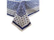 Decorative Blue Tunisia Print Rectangular Cotton Tablecloth 84 x 60