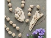 65 Carved Alabasterite Mother With Child Wall Rosary